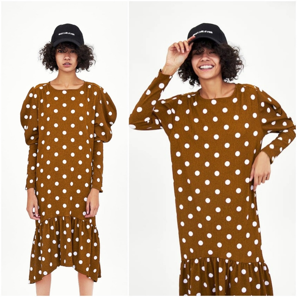 [SOLD]NWT Zara Size M Polka Dot Midi Dress - Picture 3 of 6
